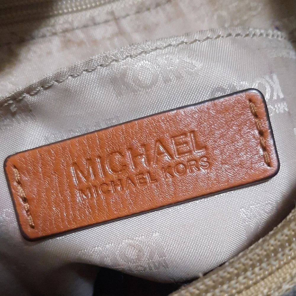 Michael Kors Cream and Brown Shoulder Bag